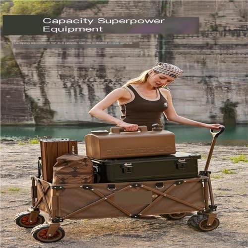 Portable Camping Cart,Outdoor Beach Camping Folding Trolley Cart with Portable Picnic Table Lightweight and Convenient for Gathering and Camping Trips