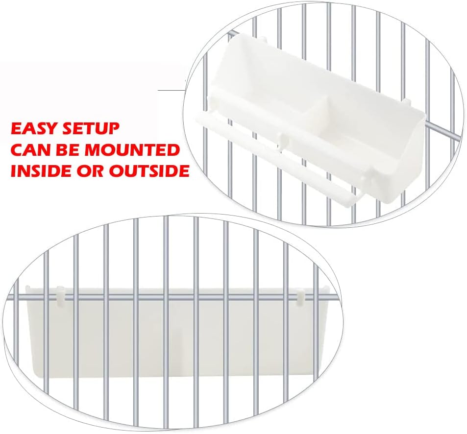 Lot of 2 Bird Parrot Cage Heavy Duty Double Plastic Seed Water Feeder Cups