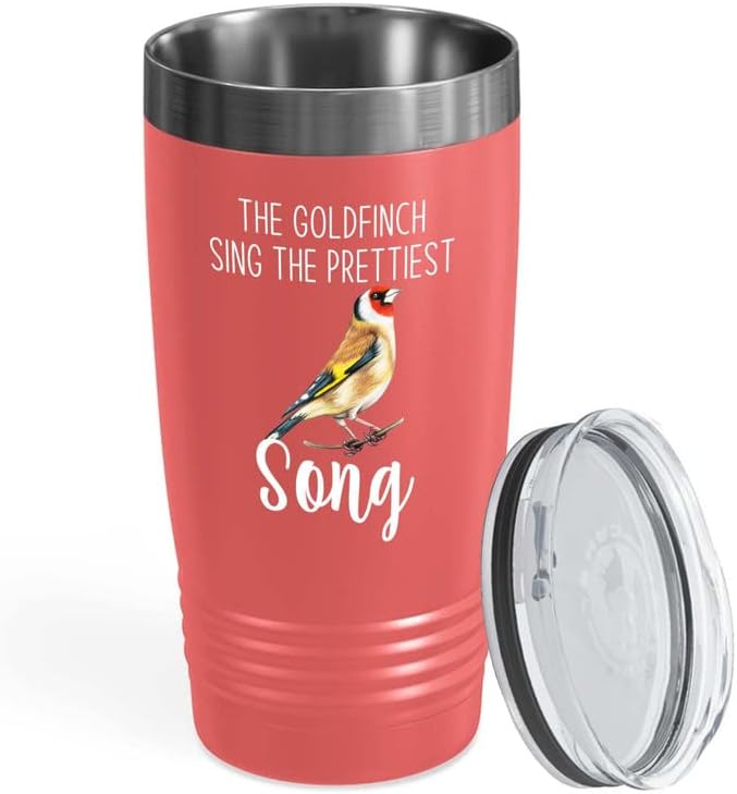 Bird Lover Coral Edition Viking Tumbler 20oz - Prettiest Song - Hummingbird Nest Cage Parrot Dad Gardening Outdoor Birdwatcher Feeder