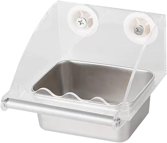 Bird Feeder – Transparent Cage Design, Anti-Slip Perch Feature, Stainless Watering Supply, Easy Fill Build, Premium Quality Outdoor Accessory, Feeding Tool for Patio Balcony Backyard
