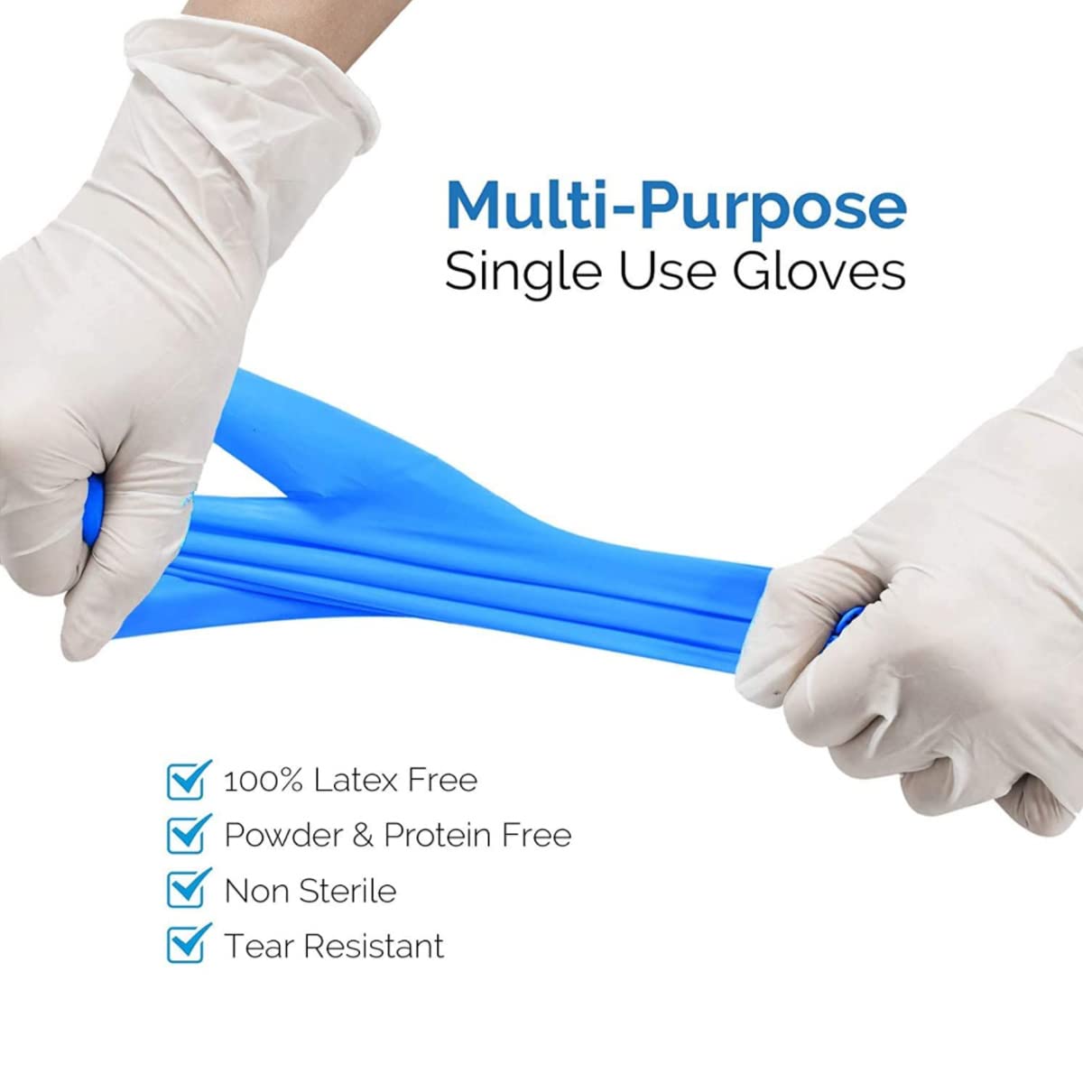 Basic Medical Synmax Vinyl Exam Gloves - Latex-Free & Powder-Free - Medium, BMPF-3002(Case of 1,000) Blue