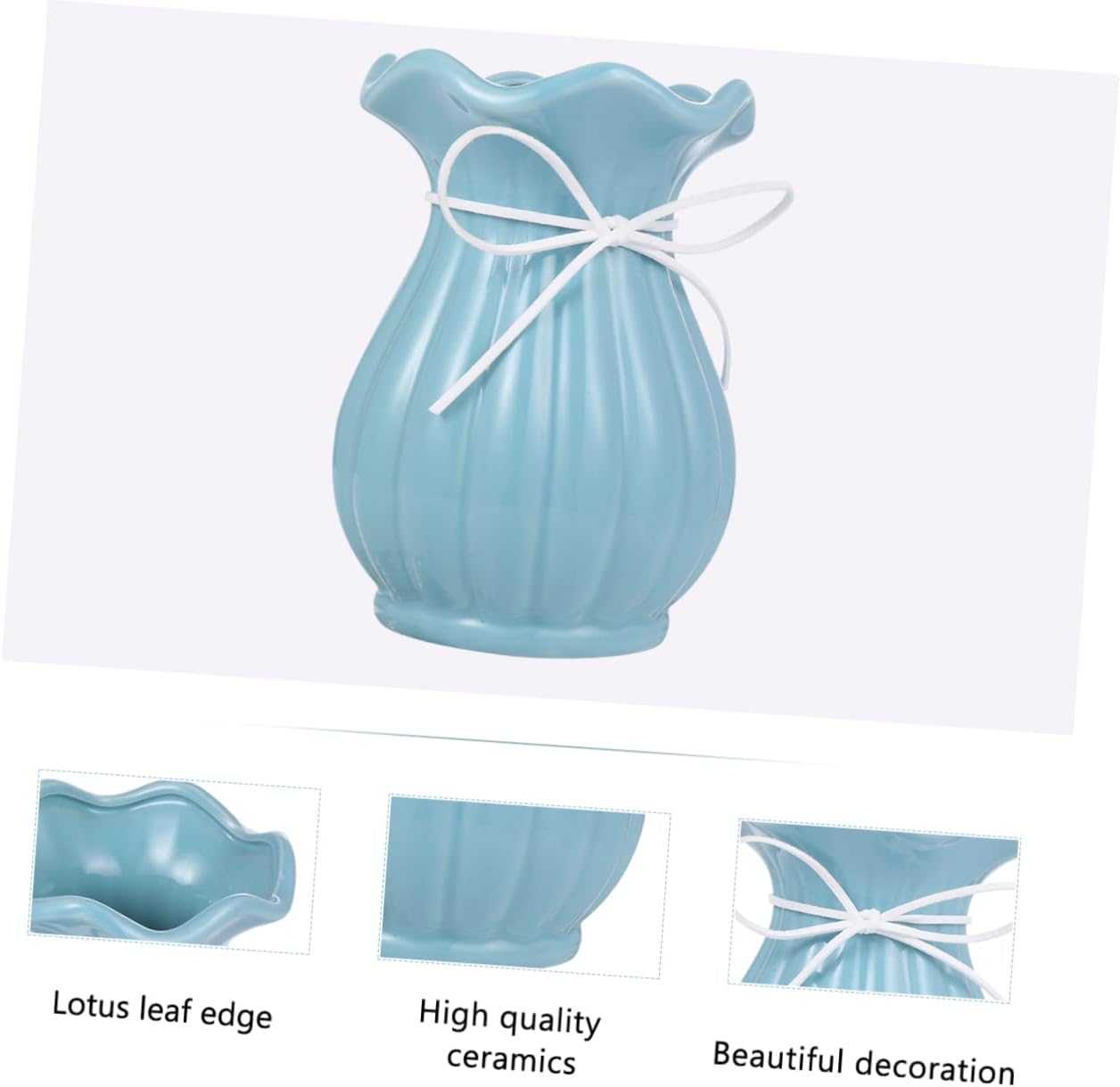 ERINGOGO Ceramic Flower Vase with Leaf Edge Design Nordic Style Floral