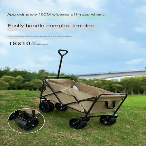 Portable Camping Cart,Portable Beach Trolley Cart with Brakes and Wide Wheels for Camping and Outdoor Activities
