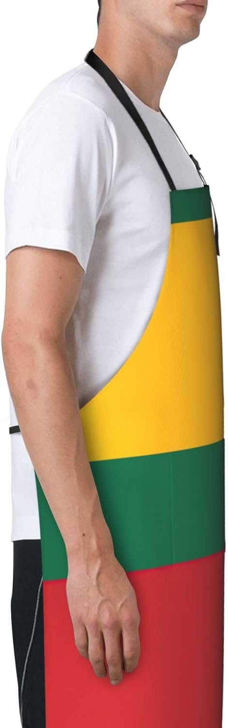 Flag of Lithuania print Waterproof chef's apron with pocket apron for kitchen cooking baking barbecue and gardening