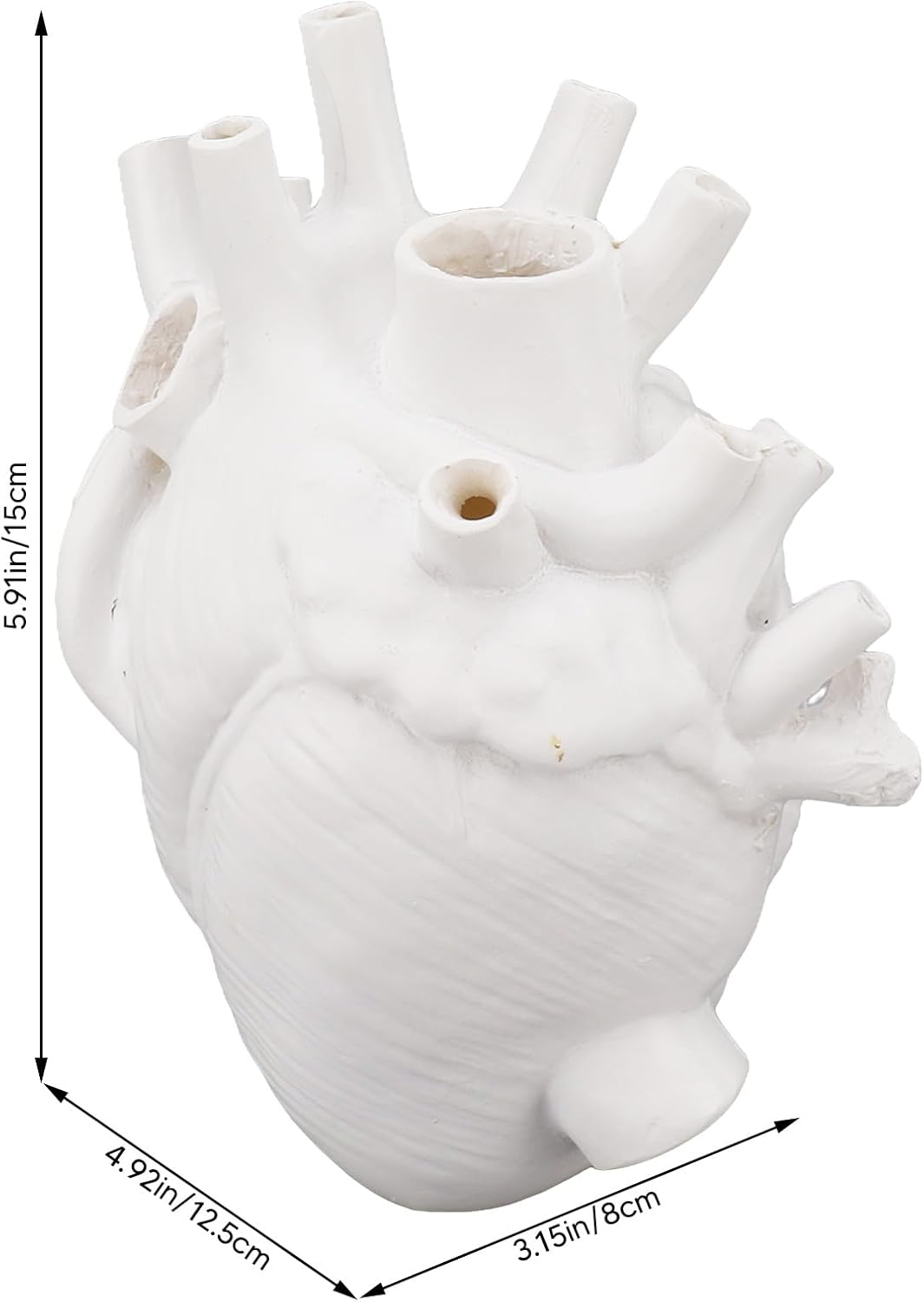 Heart Vase Sculpture, Heart Shaped Decor Flower Pot, Modern Exquisite Planter Pot Desk Table Ornament Decoration for Home Office Bedroom Wedding (White)