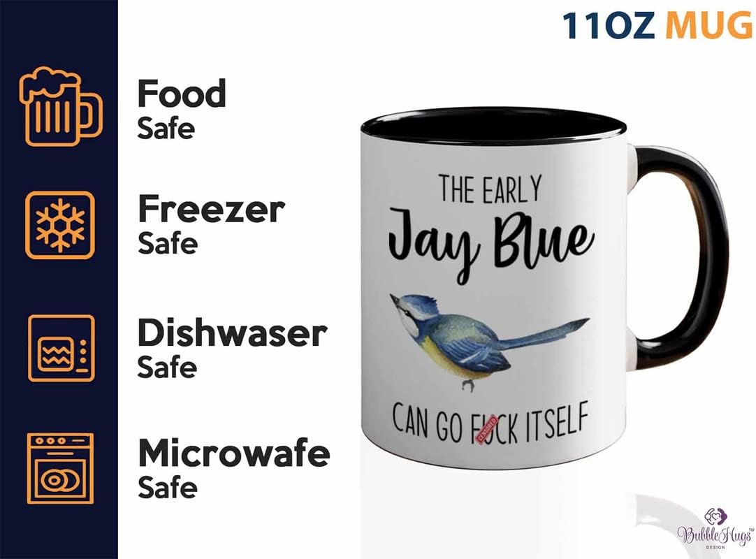 Bird Lover Two Tone Black Edition 11oz - Early Jay Blue go - Hummingbi