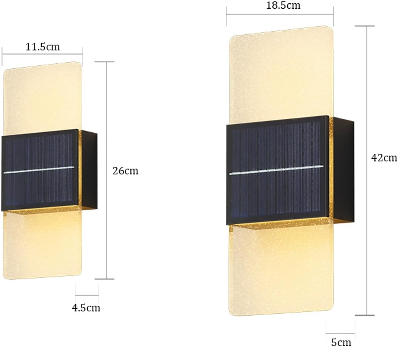Solar Wall Lamp Outdoor, Modern Up Down Exterior Light with Acrylic Panel, IP65 Waterproof Wireless LED Stainless Steel Fixture for Porch Patio Villa Yard Garden Gate Path Cottage