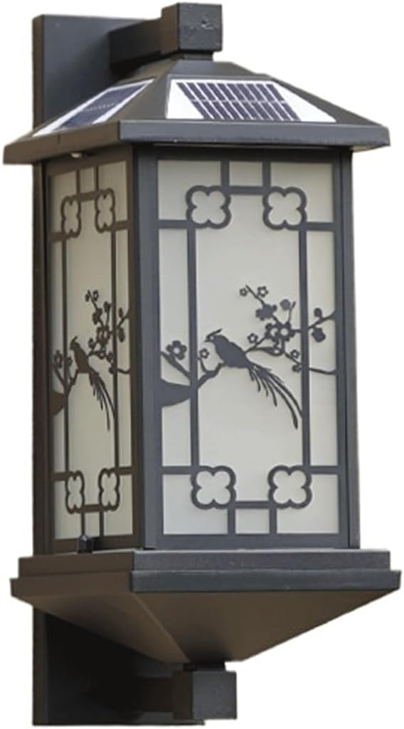 Solar Outdoor Wall Lantern IP65 Waterproof, Matte Black Exterior Wall 
