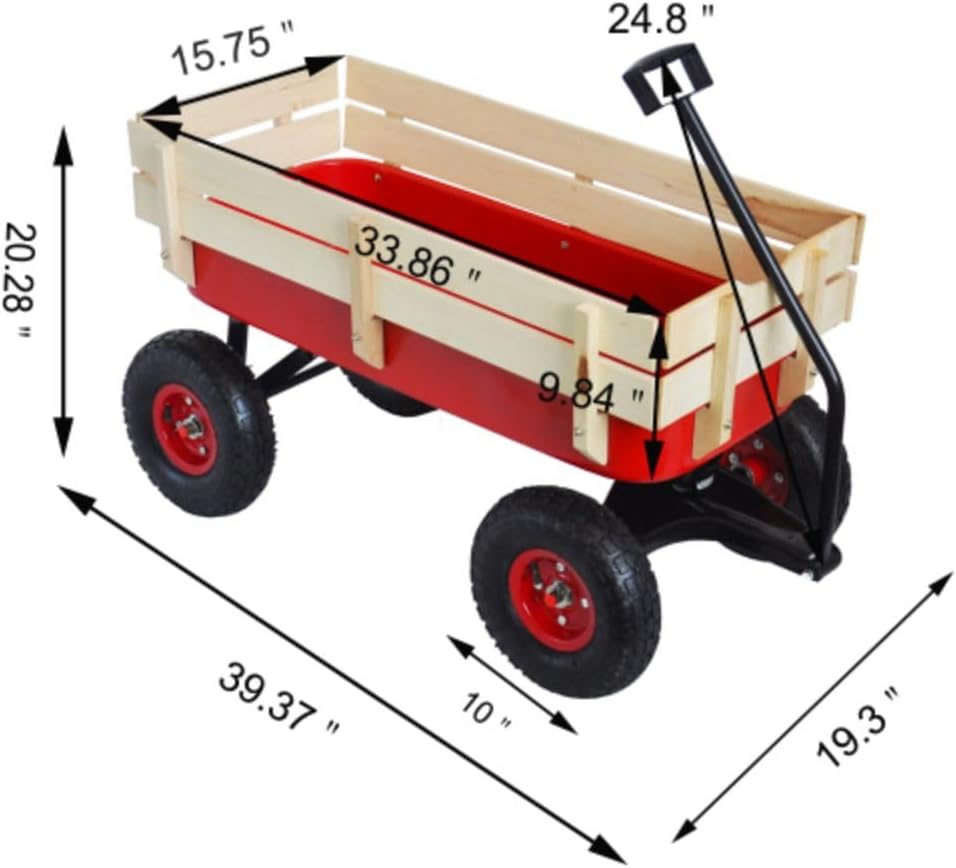 Garden Cart Utility Wagon 176 LBS Loading Capacity Steel Garden Wagon 