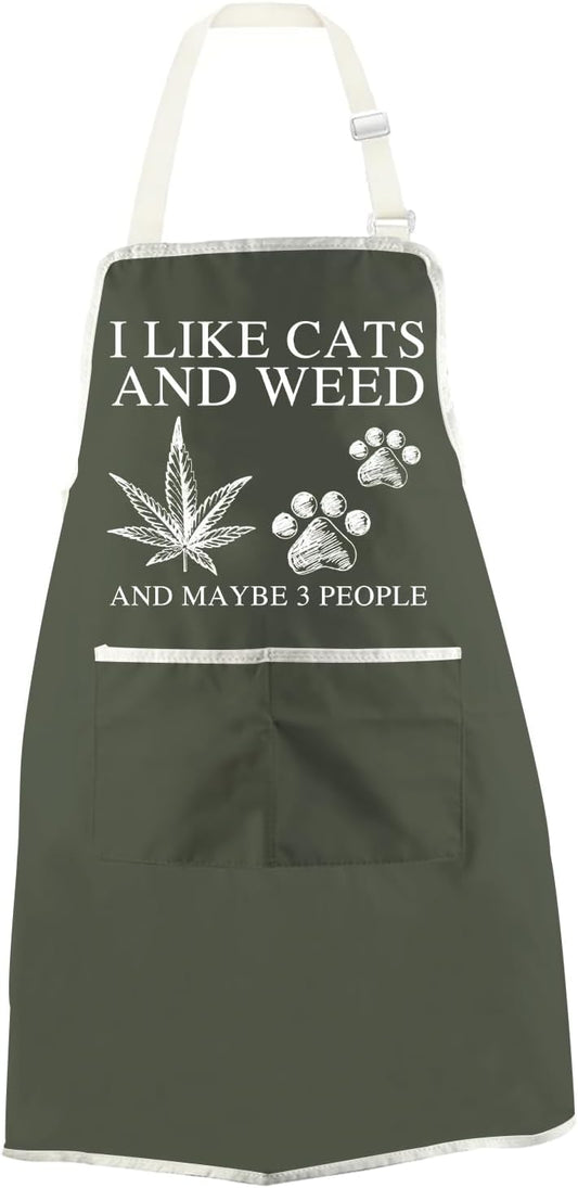 WCGXKO Funny Weed Leaf Inspired Kitchen Apron Weed Themed Inspired Gift Cannabis Stoner Smoker Gift for Weed Lover