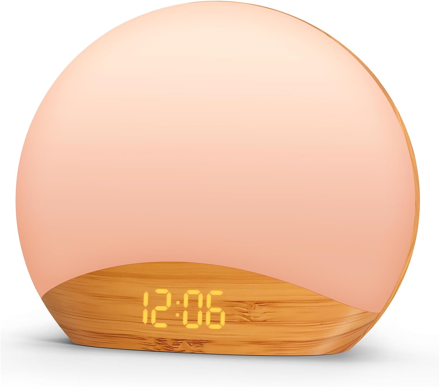 REACHER Wood Grain Sunrise Alarm Clock and Sound Machine Nightlight, D