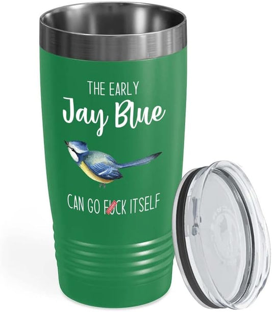 Bird Lover Green Edition Viking Tumbler 20oz - Early Jay Blue go - Hum