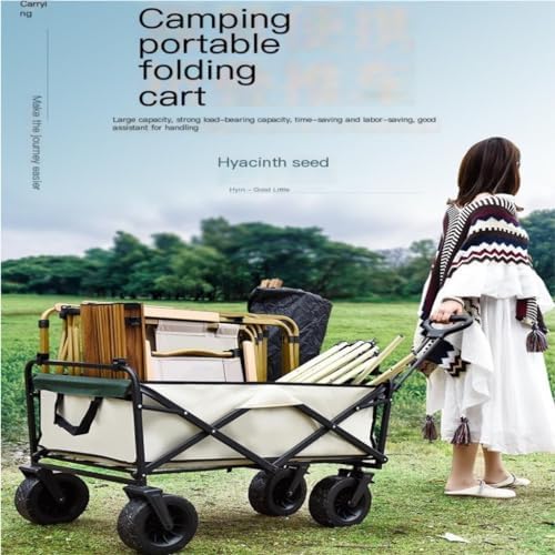 Portable Camping Cart,Beach Trolley Cart for Camping and Picnics Off Road Wheels Folding Design Small Pull Cart for Outdoor Activities Outdoor Camping Equipment(A)