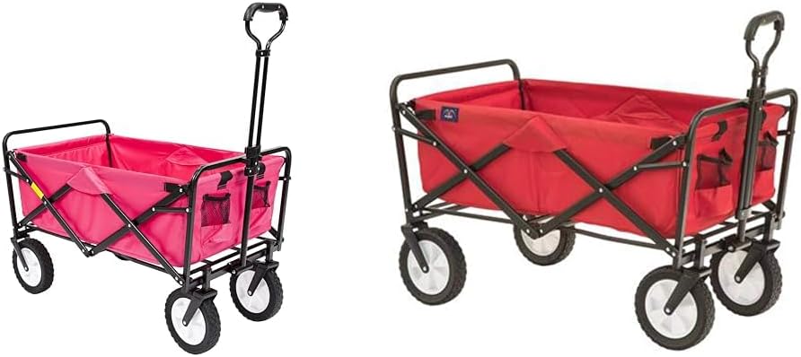Mac Sports Mac Wagon (WTC-118) Pink & Heavy Duty Steel Frame Collapsible Folding 150 Pound Capacity Outdoor Camping Garden Utility Wagon Yard Cart, Red