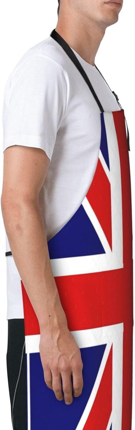 English flag print Waterproof apron with pocket adjustable cooking apron for adult kitchen bibs to bake