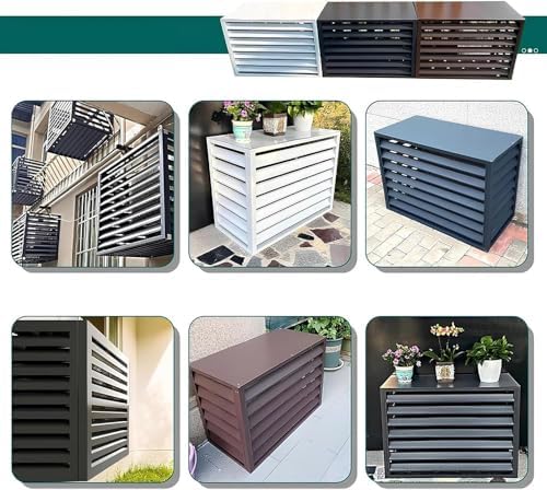Aluminum Mini-Split AC Condenser Cover with Fencing & Built-in Plant Stand - Outdoor Air Conditioner Unit Protection (Size: 110x60x80cm / 43x24x32in, Color: White)
