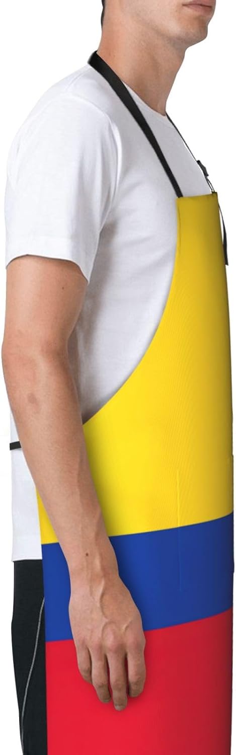 Flag of Colombia print Waterproof chef's apron with pocket apron for kitchen cooking baking barbecue and gardening