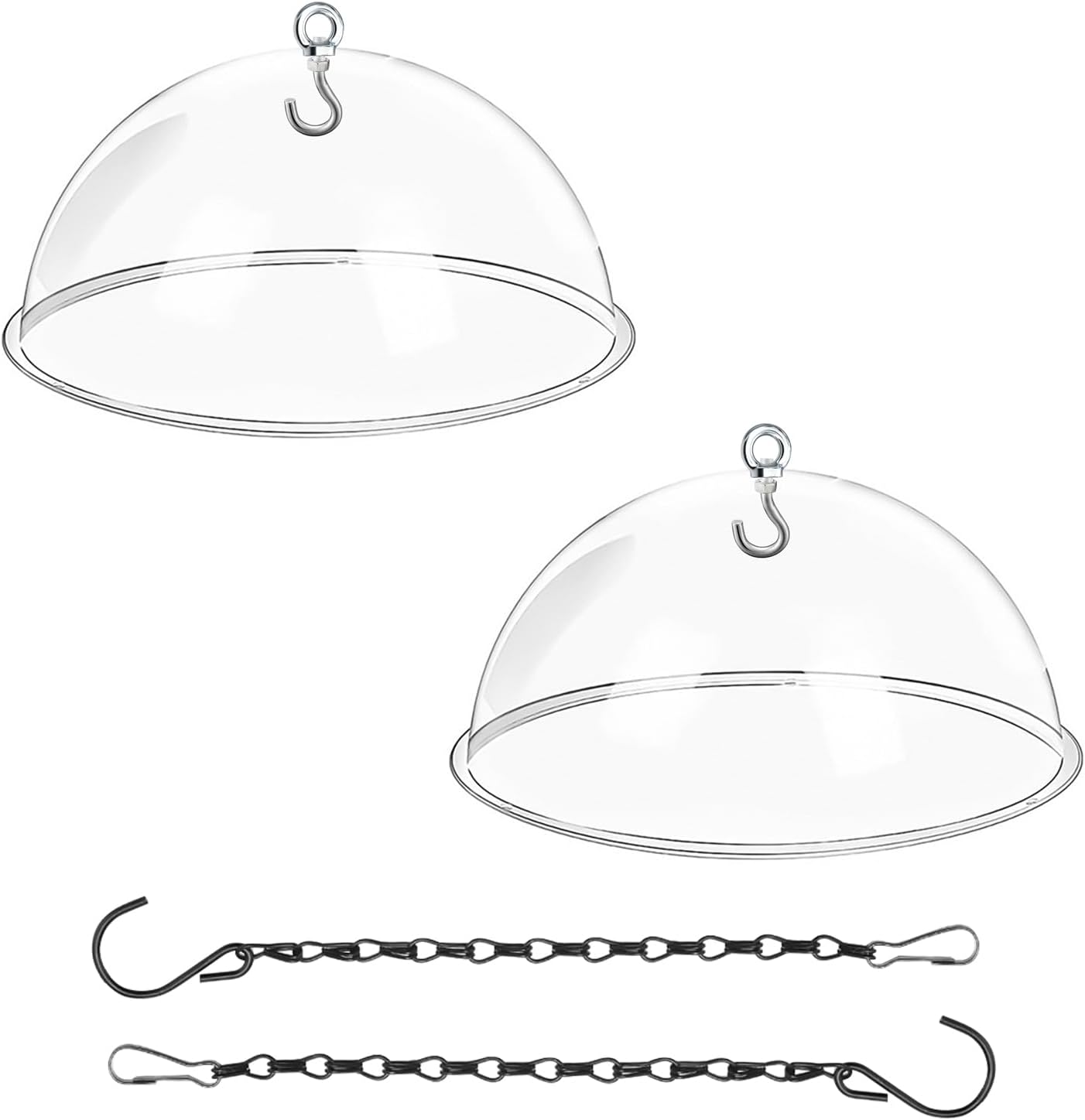 2 Set 11.8'' Bird Feeder Rain Guard, Clear Acrylic Round Squirrel Baffle Dome Hanging Hummingbird Feeder Protective Cover Weather & Predator Shield for Outdoor Garden Yard Use