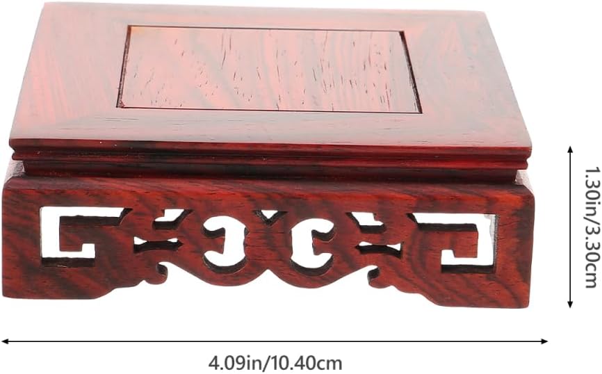 Square Height Display Base Carved Crafts Display Stand Vintage Home Decor Pedestal for Vase, Teapot, Trophy, Fishbowl, Home Decoration