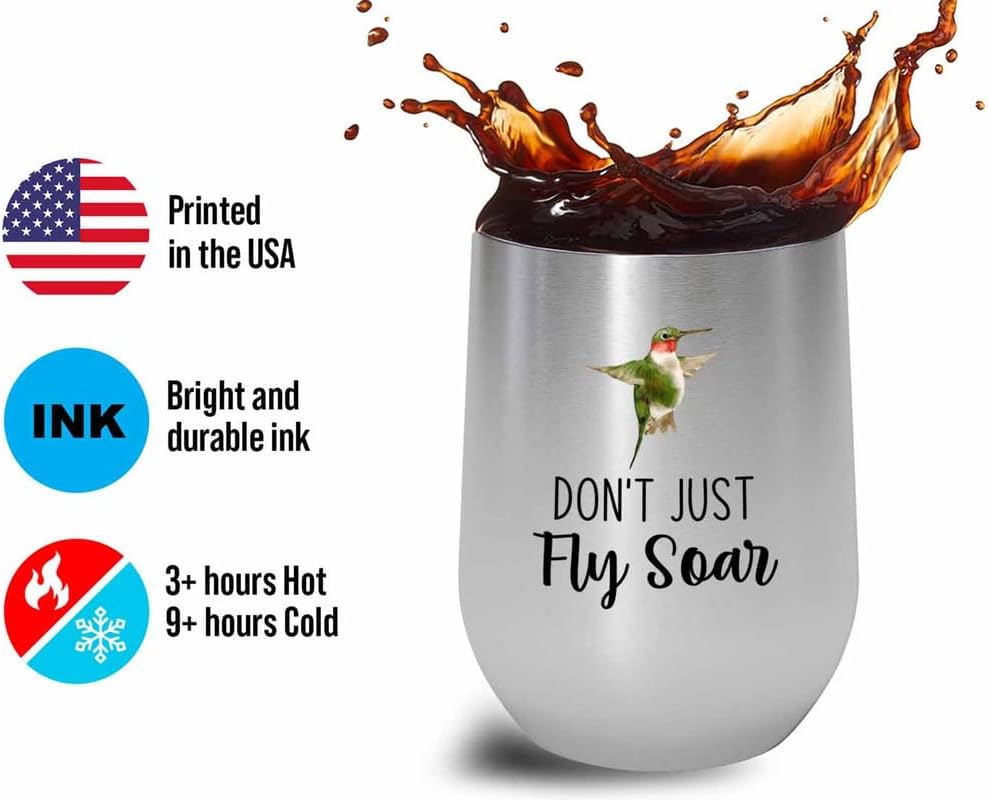 Bird Lover Silver Edition Wine Tumbler 12oz - Don't just fly soar - Hu