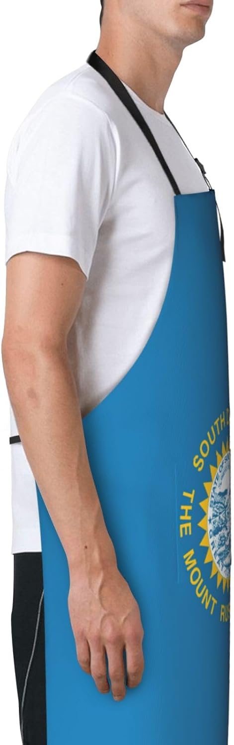 South Dakota Flag print Waterproof chef's apron with pocket apron for kitchen cooking baking barbecue and gardening