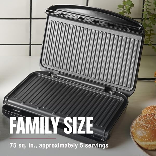 George Foreman Family-Size Grill & Panini Press, Nonstick Ceramic Coat