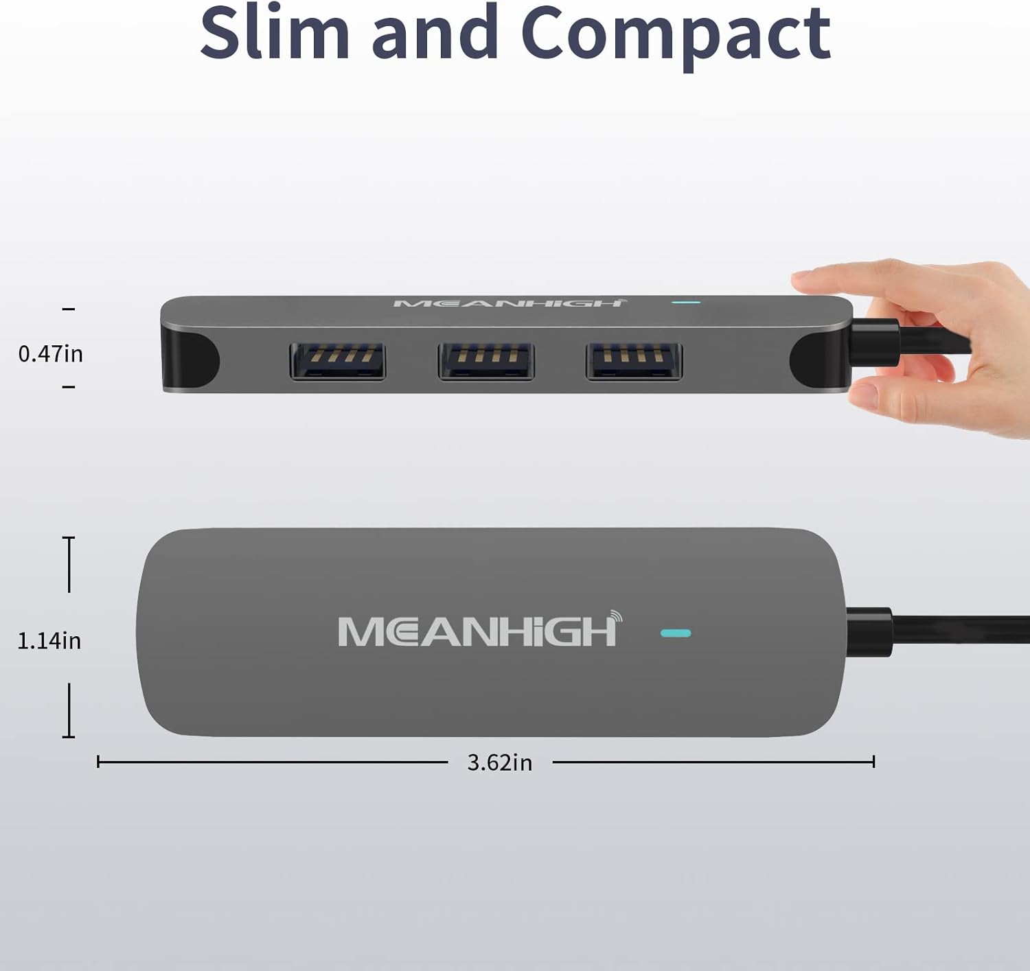 USB Hub 4 Ports, MEANHIGH Multiple USB A 3.0, 2.0 Splitter Portable Ad