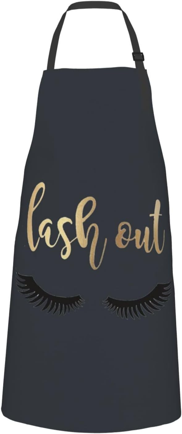 Eyelash print Waterproof apron with pocket adjustable cooking apron for adult kitchen bibs to bake