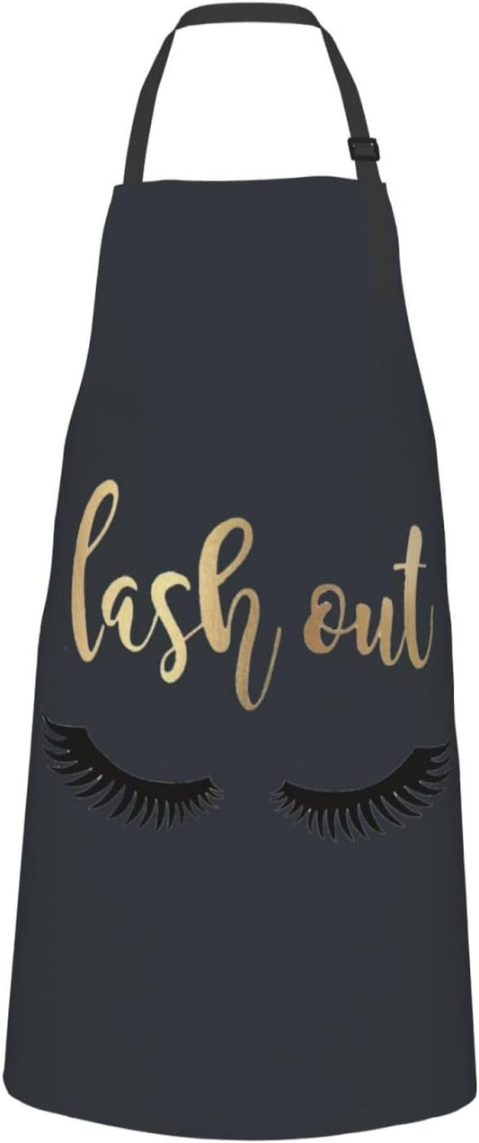 Eyelash print Waterproof apron with pocket adjustable cooking apron for adult kitchen bibs to bake