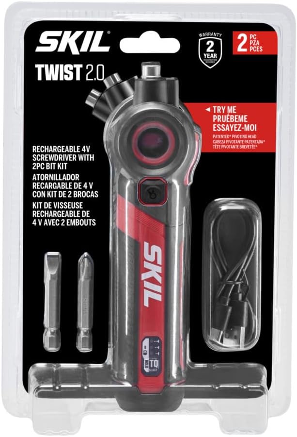 SKIL Twist 2.0 Rechargeable 4V Screwdriver with Pivoting Head, Torque 