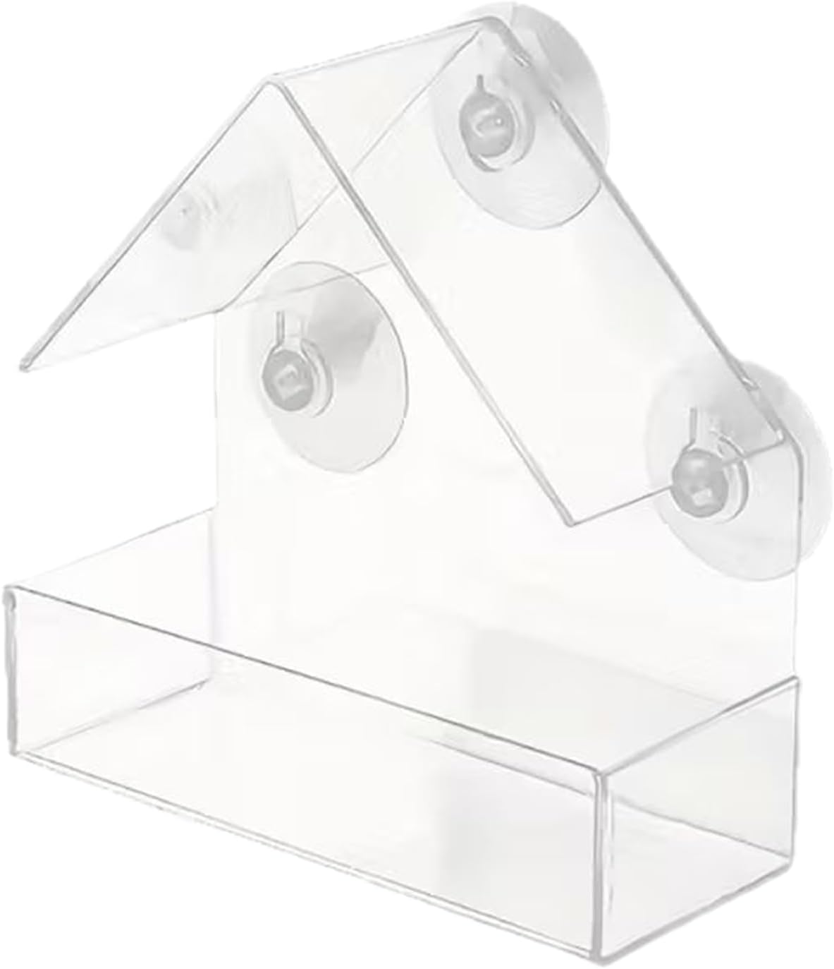 Window Bird Feeder - Clear Acrylic Large Capacity | Suction Cup Bird Feeder for Outside Garden Balcony Backyard, Easy Fill Transparent Design, Watching Accessory, Outdoor Wildlife