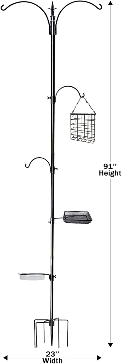 yosager 91" x 23" Premium Bird Feeding Station Kit, Bird Feeder Pole Wild Bird Feeder Hanging Kit with Metal Suet Feeder Bird Bath for Bird Watching Birdfeeder Planter Hanger