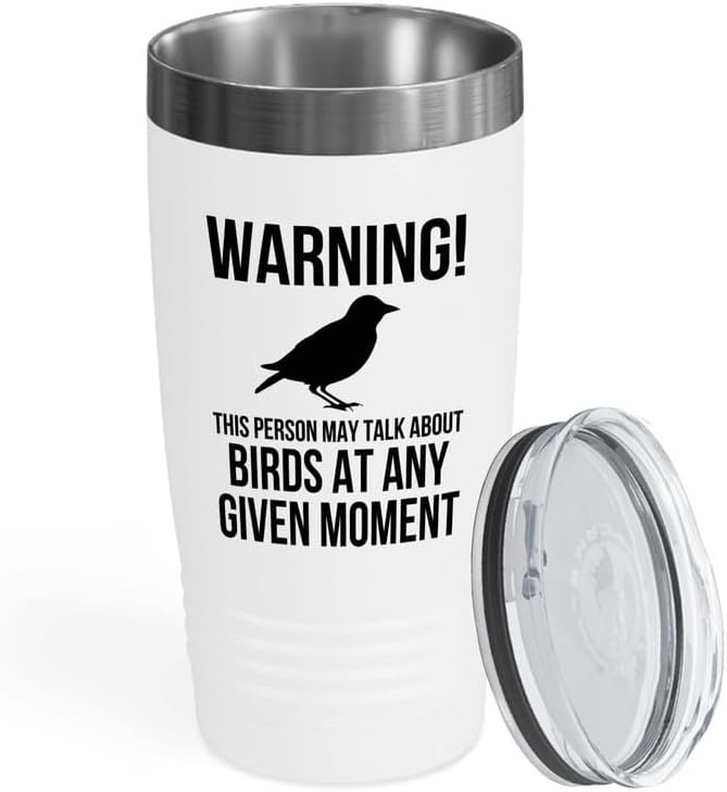 Birding White Edition Viking Tumbler 20oz - May talk about birds - Bird Feeder Backyard Birdwatcher Gifts Birding Bird Lover