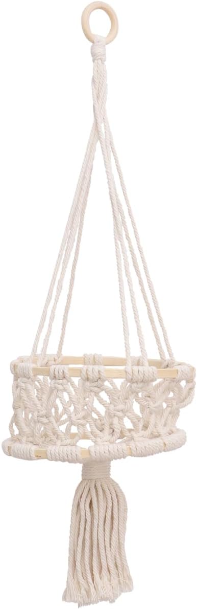 Cabilock Handwoven Cotton Rope Plant Hanging Holder Single Indoor Basket Decor for Wall Ornament Woven Rope Flower Pot for Home and Wedding Decoration
