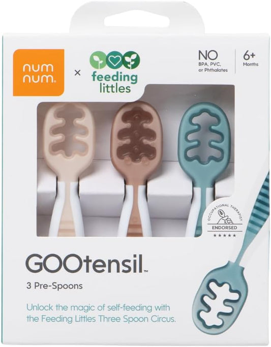 NumNum Baby Spoons Set, Feeding Littles x Silicone Pre-Spoon GOOtensil