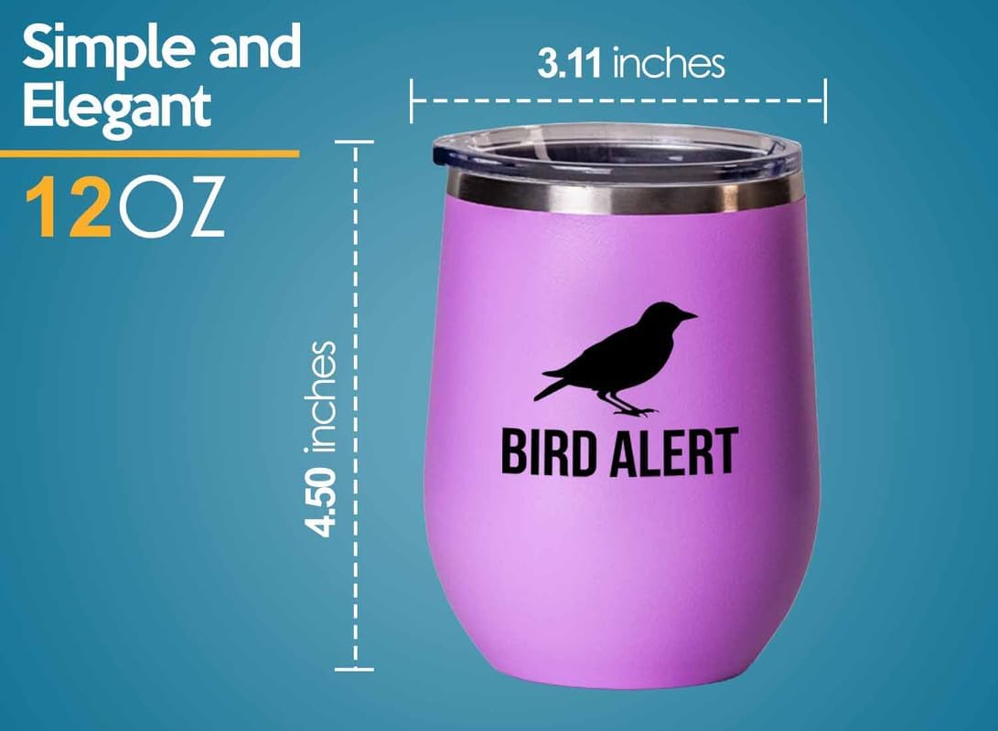 Birding Pink Edition Wine Tumbler 12oz - Bird alert - Bird Feeder Back