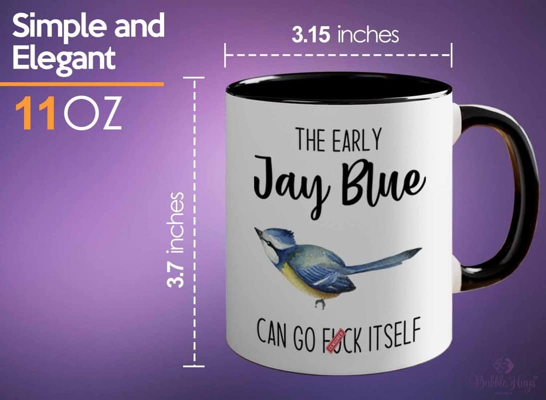 Bird Lover Two Tone Black Edition 11oz - Early Jay Blue go - Hummingbi