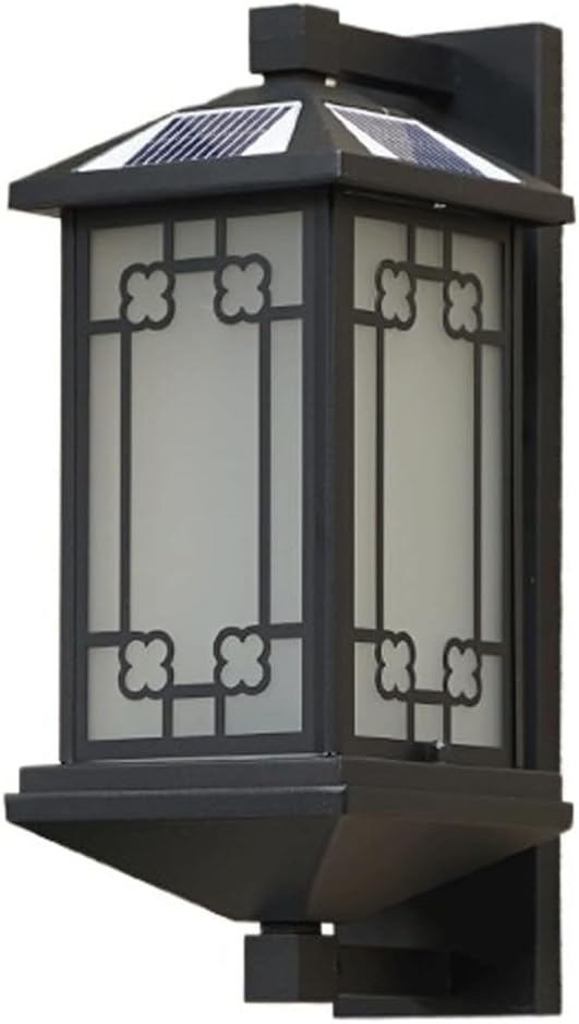 Solar Outdoor Wall Lantern IP65 Waterproof, Black Exterior Sconce Lamp