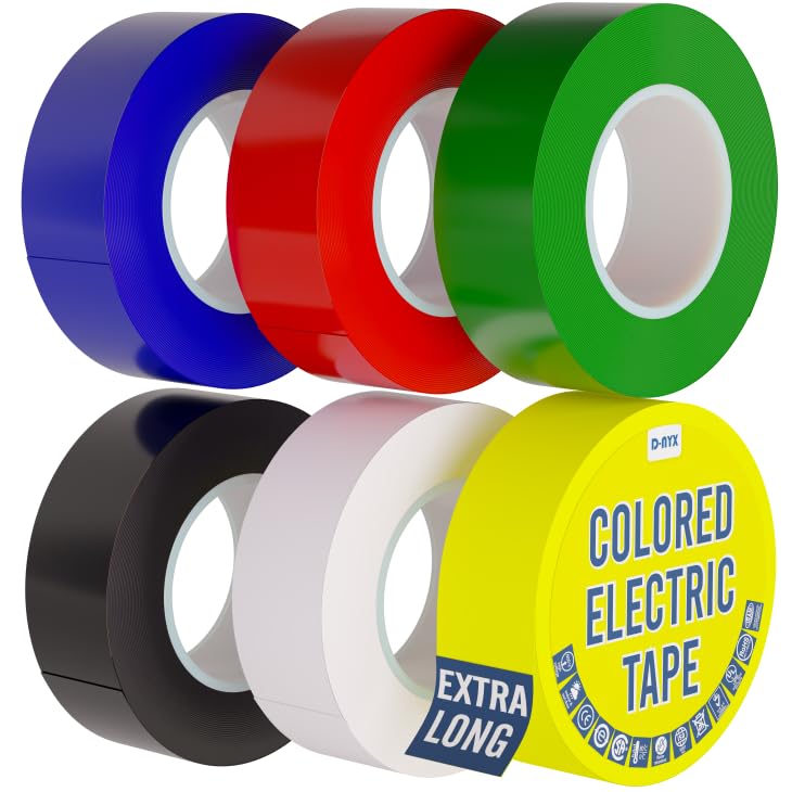 6 Pack Color Vinyl Electrical Tape, Waterproof Flame Heat & Weather Re