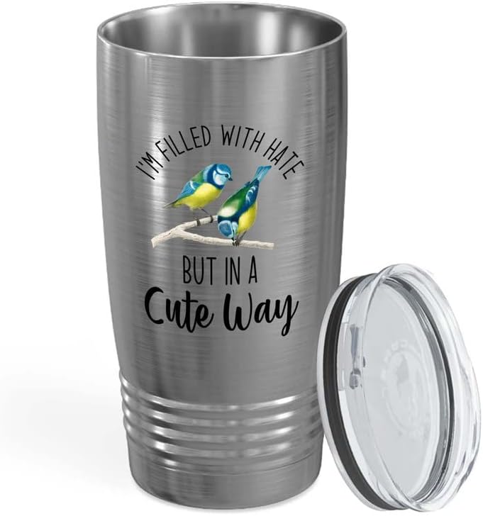Bird Lover Silver Edition Viking Tumbler 20oz - Hate Cute Way - Hummin