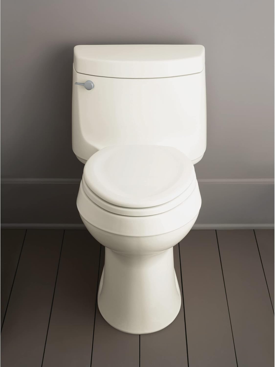 KOHLER Stonewood Quiet-Close, Elongated Toilet Seat Soft Close, Durable Wood, Easy Installation, Universal Fit, Home Essentials, White Finish, K-20466-0