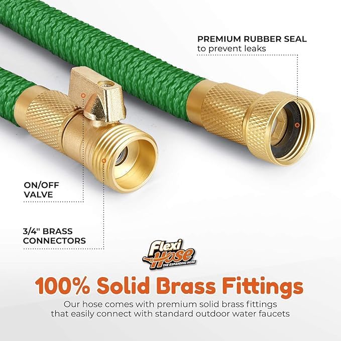 Flexi Hose with 8 Function Nozzle, 75FT - Lightweight Expandable Garde
