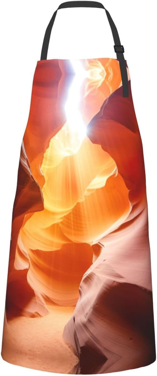 Antelope Canyon print Waterproof apron with pocket adjustable cooking apron for adult kitchen bibs to bake