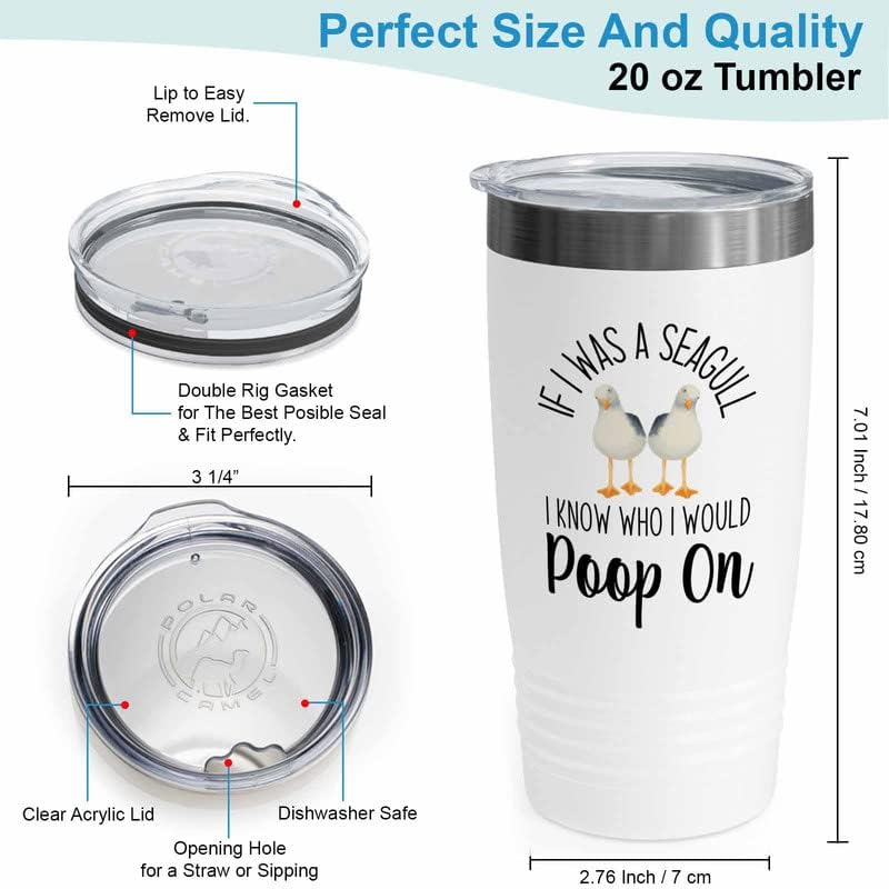 Bird Lover White Edition Viking Tumbler 20oz - Seagull Poop on - Hummi