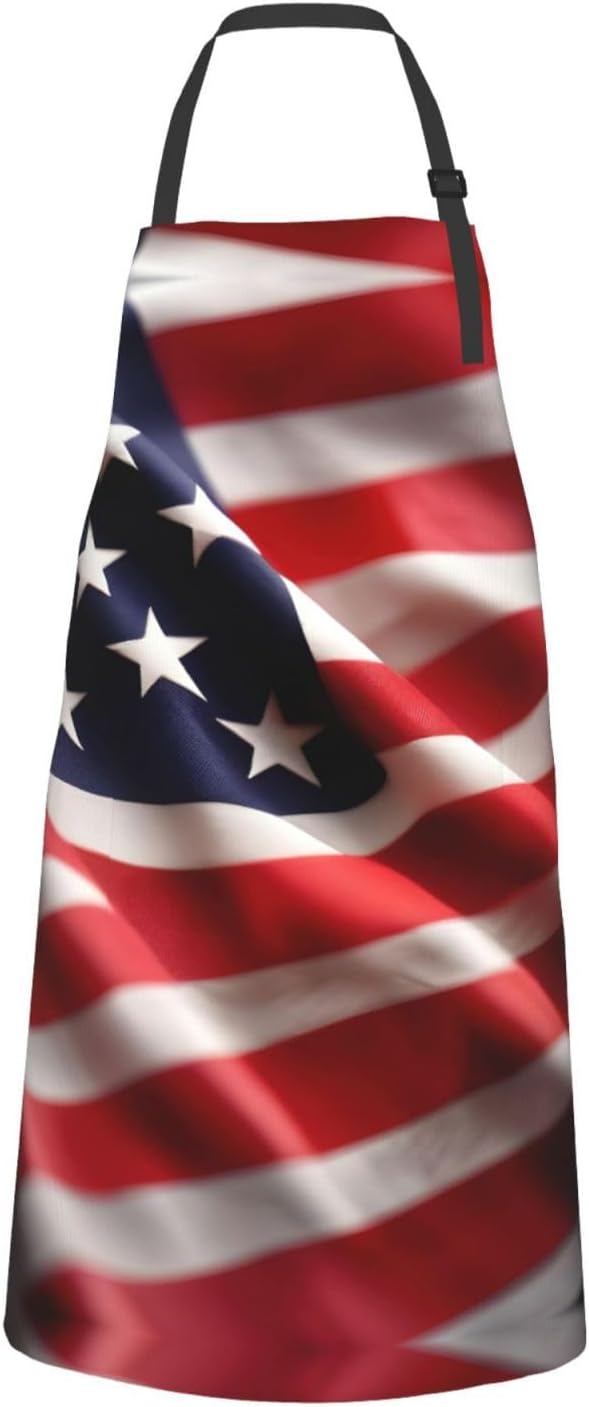 American Flag Print Laundry apron 28x33 In Waterproof Kitchen Apron with Pockets for Cooking Baking