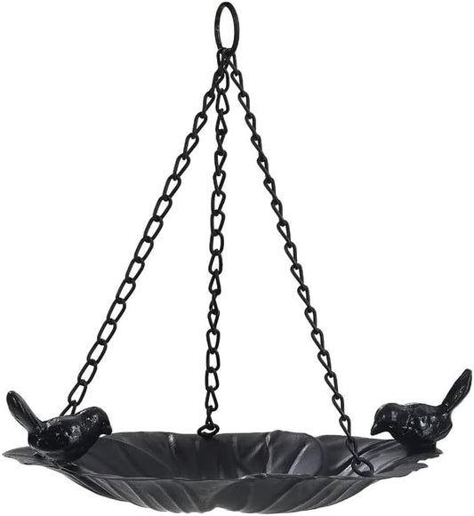 Jemeni Wild Bird Feeder Tray - 10.7 Inch Hanging Seed Plate for Garden, Backyard, Patio - Attracts Birds, Durable & Easy to Clean (Black)
