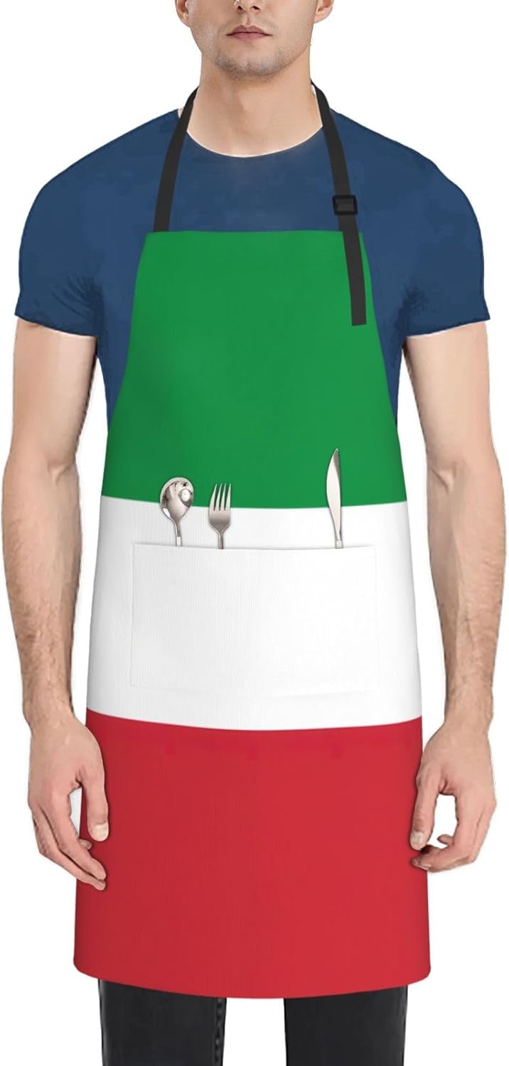 Italian flag print Waterproof chef's apron with pocket apron for kitch