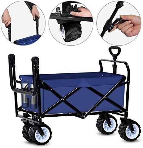 Trolleys, Foldiwagon Garden Cart, Foldable Push 100Kg Max Load, Beach Outdoor Garden Picnic Heavy Duty Shoppicart Wagons
