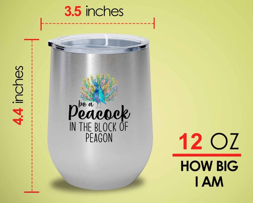 Bird Lover Silver Edition Wine Tumbler 12oz - Peacock block pgeons - H