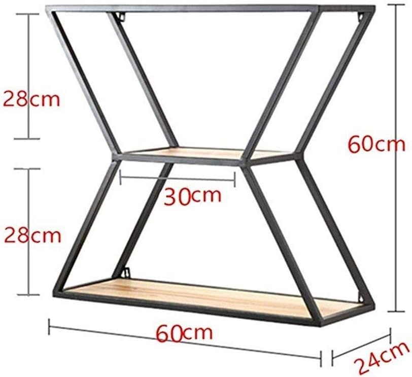 VIDI Wrought Iron Wall Mount，3 Layers Flower Stand Plant Frame Black Metal Display Shelf, Mounted Size 60cm